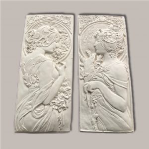 PAIR OF LADY PLAQUES