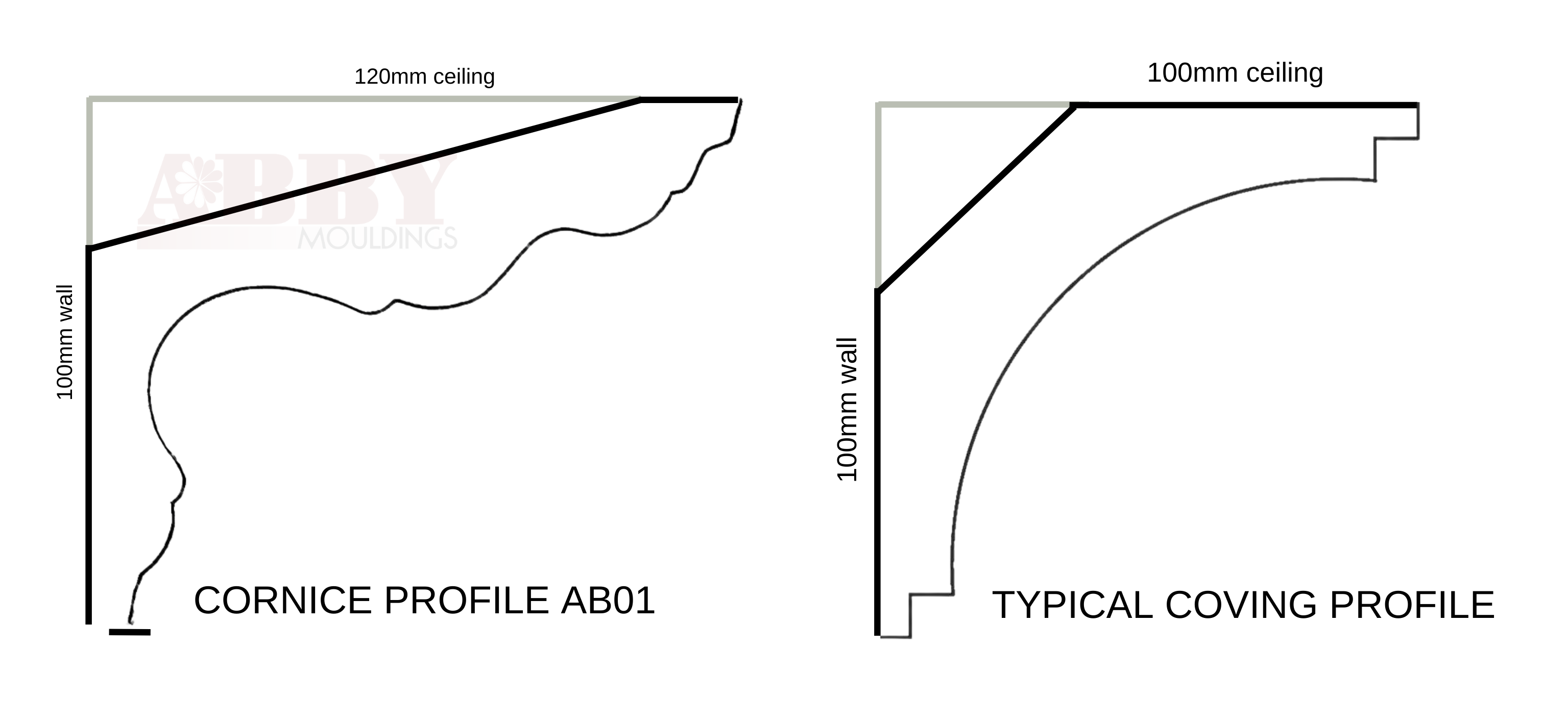 A typical coving profile along with a more ornate cornice profile
